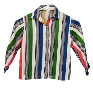 VTG 60s Ruth of Carolina Girls Rainbow Stripe Shirt Top Kids M Retro Boho Color